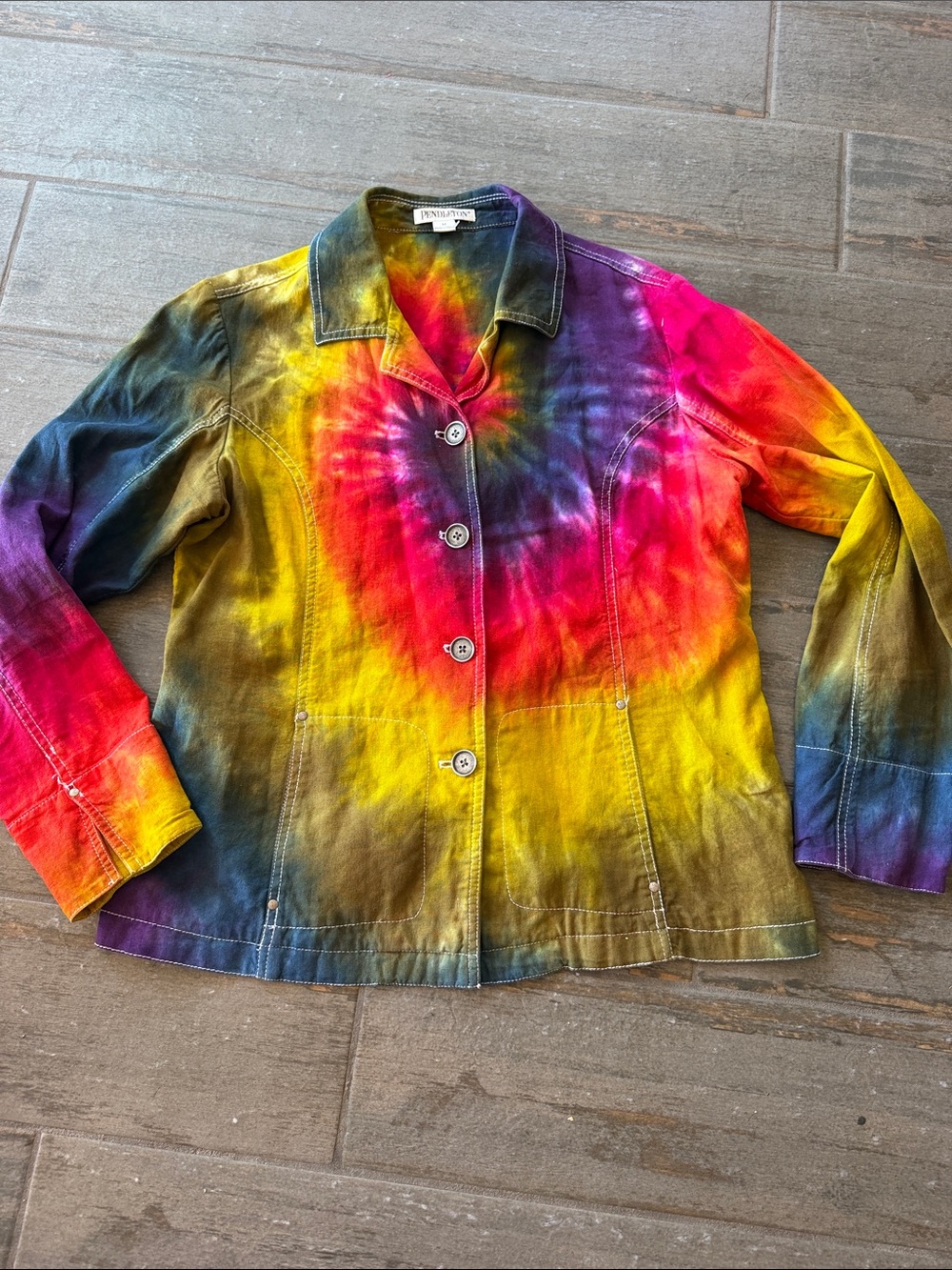 Pendleton Multicolor Tie-Dye Cotton light weightJacket - Pink Yellow Purple Blue
